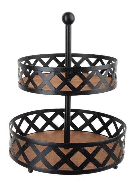 Black Open Weave Two-Tier Stand by Ganz CB183130