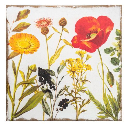 Poppy & Wildflowers on Burlap Wall Decor by Ganz CB183264