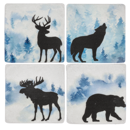 Animal Silhouette with Forest Coaster (4pc Set) by Ganz CB184473