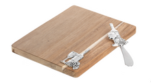 Load image into Gallery viewer, Silver Wine Bottle Rectangle Cutting Board &amp; Spreader (2pc Set) by Ganz CB184939