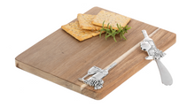 Load image into Gallery viewer, Silver Wine Bottle Rectangle Cutting Board &amp; Spreader (2pc Set) by Ganz CB184939