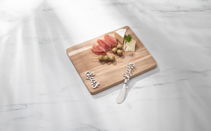 Silver Cheers Rectangle Cutting Board & Spreader (2pc Set) by Ganz CB184944