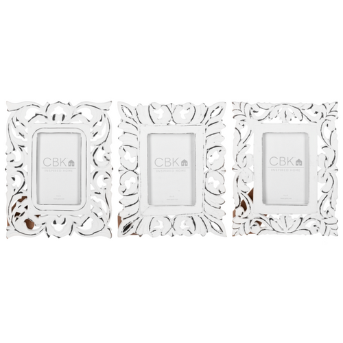 Distressed White Carved Scroll 4x6 Picture Frame by Ganz CB184987