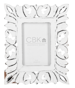 Distressed White Carved Scroll 4x6 Picture Frame by Ganz CB184987