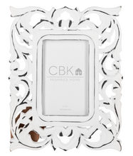 Load image into Gallery viewer, Distressed White Carved Scroll 4x6 Picture Frame by Ganz CB184987