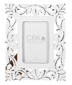 Distressed White Carved Scroll 4x6 Picture Frame by Ganz CB184987
