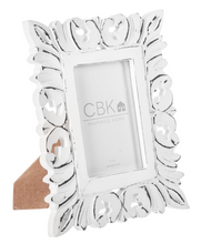 Load image into Gallery viewer, Distressed White Carved Scroll 4x6 Picture Frame by Ganz CB184987