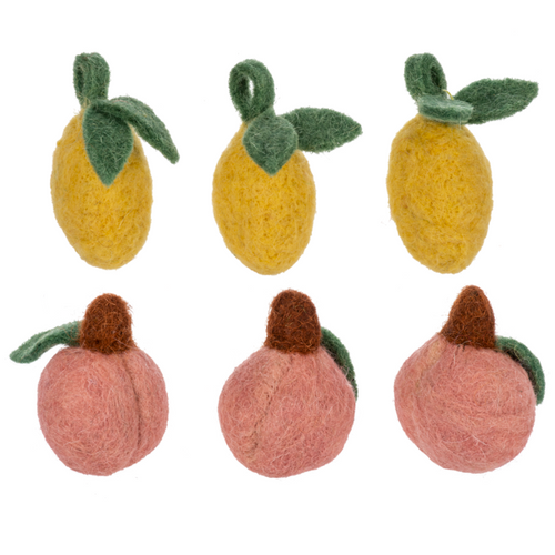 Handmade Felted Wool Mini Lemon & Peach by Ganz CB185929