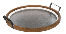 Load image into Gallery viewer, Round Wood Framed Tray with Handles (2pc set) by Ganz CB186065