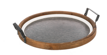 Load image into Gallery viewer, Round Wood Framed Tray with Handles (2pc set) by Ganz CB186065