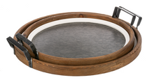 Load image into Gallery viewer, Round Wood Framed Tray with Handles (2pc set) by Ganz CB186065