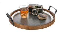 Load image into Gallery viewer, Round Wood Framed Tray with Handles (2pc set) by Ganz CB186065