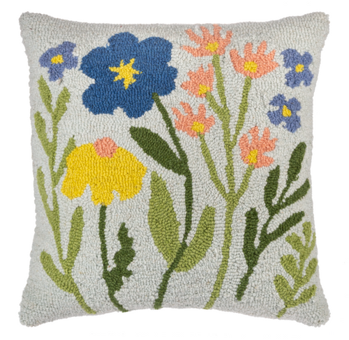 Colorful Floral Punch Hook Pillow by Ganz CB186174