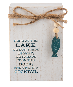 Lake Humor Message Block with Beaded Fish by Ganz CB187301