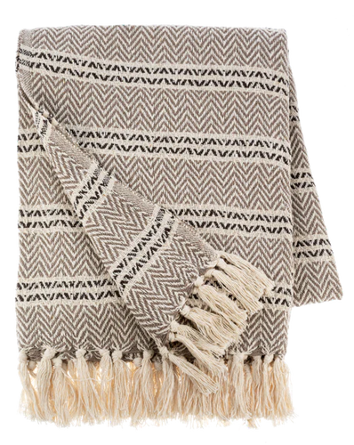 Tan & Black Striped Woven Throw by Ganz CB187563