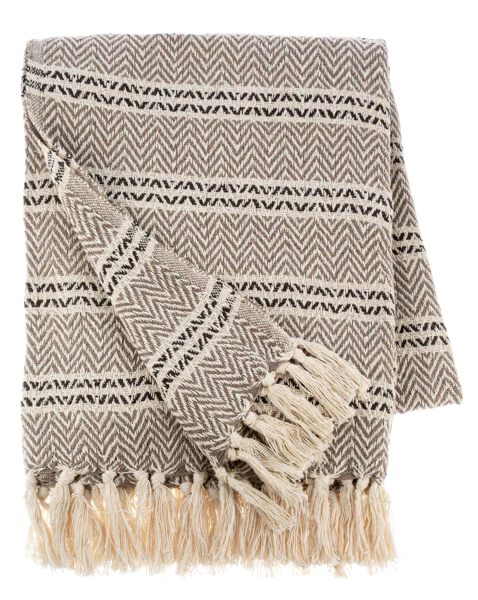 Tan & Black Striped Woven Throw by Ganz CB187563