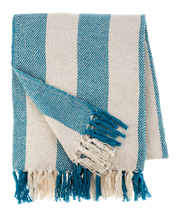 Load image into Gallery viewer, Blue &amp; Natural Wide Vertical Stripe Throw by Ganz CB187569