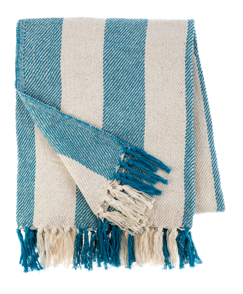 Blue & Natural Wide Vertical Stripe Throw by Ganz CB187569