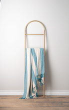 Load image into Gallery viewer, Blue &amp; Natural Wide Vertical Stripe Throw by Ganz CB187569