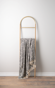 Dark Grey & Natural Medallion Pattern Woven Throw by Ganz CB187572