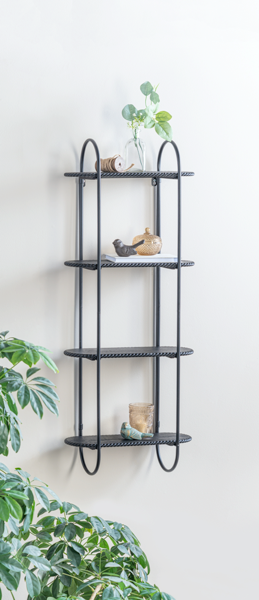 Black Four Tier Wall Shelf by Ganz CB188307