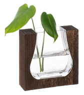 Modern Wood with Glass Inlay Vase by Ganz CB188371