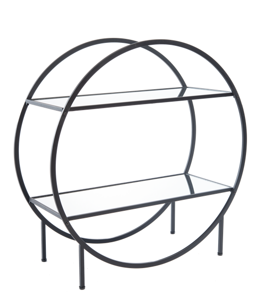 Round Two Tier Shelf with Mirrors by Ganz CB189359