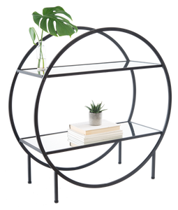 Round Two Tier Shelf with Mirrors by Ganz CB189359