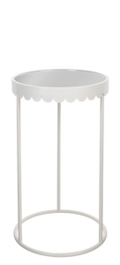 White Scallop Plant Stand with Mirror Top (2pc set) by Ganz CB196526
