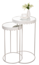 Load image into Gallery viewer, White Scallop Plant Stand with Mirror Top (2pc set) by Ganz CB196526