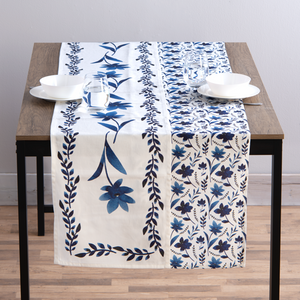 Blue & White Watercolor Floral Table Runner  by Ganz CB196711