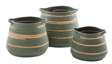 Load image into Gallery viewer, Green &amp; Natural Woven Basket with Handle (Large)by Ganz CB197667L