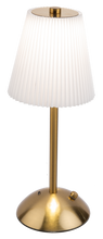 Load image into Gallery viewer, 12H Gold Cordless LED Touch Lamp with White Ribbed Shade by Ganz CB198941