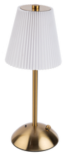 Load image into Gallery viewer, 12H Gold Cordless LED Touch Lamp with White Ribbed Shade by Ganz CB198941