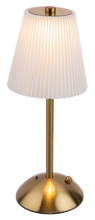 Load image into Gallery viewer, 12H Gold Cordless LED Touch Lamp with White Ribbed Shade by Ganz CB198941