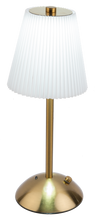Load image into Gallery viewer, 12H Gold Cordless LED Touch Lamp with White Ribbed Shade by Ganz CB198941