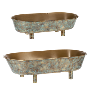 Gold Patina Oval Mod Tub Planter on Stand (2pc set) by Ganz CG179445