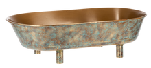 Load image into Gallery viewer, Gold Patina Oval Mod Tub Planter on Stand (2pc set) by Ganz CG179445