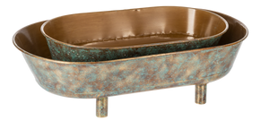 Gold Patina Oval Mod Tub Planter on Stand (2pc set) by Ganz CG179445