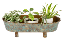 Load image into Gallery viewer, Gold Patina Oval Mod Tub Planter on Stand (2pc set) by Ganz CG179445
