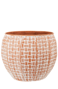 Embossed Woven Terracotta Finish Curved Planter (2pc set) by Ganz CG179467