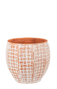 Embossed Woven Terracotta Finish Curved Planter (2pc set) by Ganz CG179467