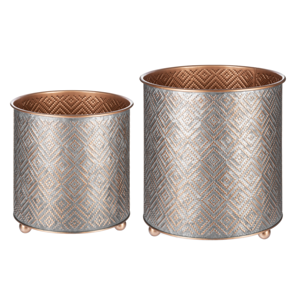 Copper Finish Embossed Diamond Planter (2pc set) by Ganz CG179468