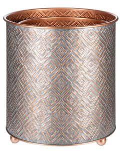 Copper Finish Embossed Diamond Planter (2pc set) by Ganz CG179468