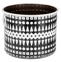 Load image into Gallery viewer, Embossed Black &amp; White Geo Round Planter (2pc set) by Ganz CG180330