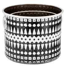 Load image into Gallery viewer, Embossed Black &amp; White Geo Round Planter (2pc set) by Ganz CG180330