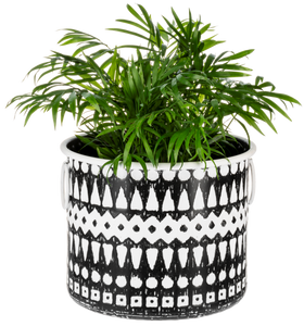 Embossed Black & White Geo Round Planter (2pc set) by Ganz CG180330