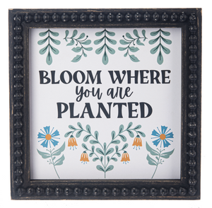 Boho Florals & Text Wall Decor w/ Beaded Frame by Ganz CG184215