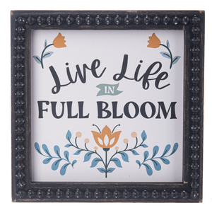 Boho Florals & Text Wall Decor w/ Beaded Frame by Ganz CG184215