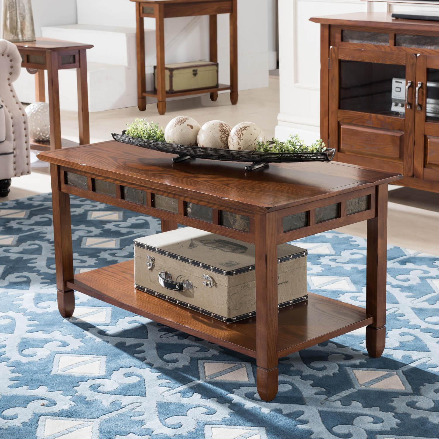 Oak Slate Tile Coffee Table by Design House 10058